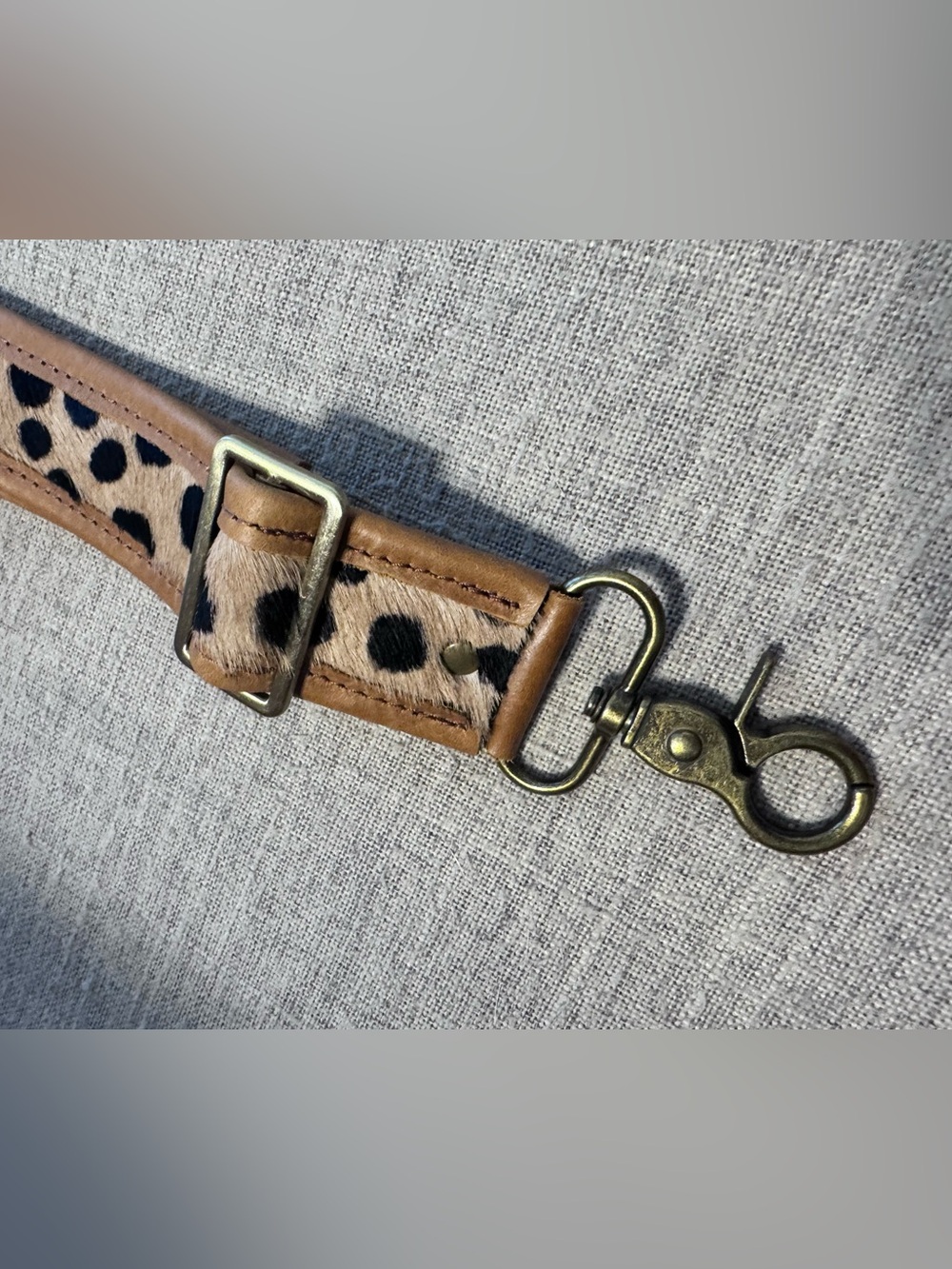 Adjustable Leopard Hair Leather Crossbody Strap - Picture 3 of 4